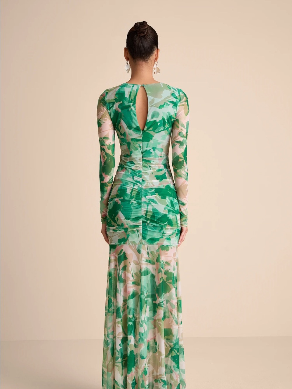 Lulus Print Mesh Ruched Dress - Picture 2 of 5